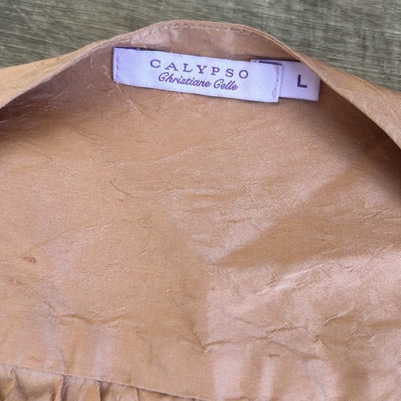 Calypso St. Barth 100% Silk Midi Wrap Dress size L - Picture 4 of 6